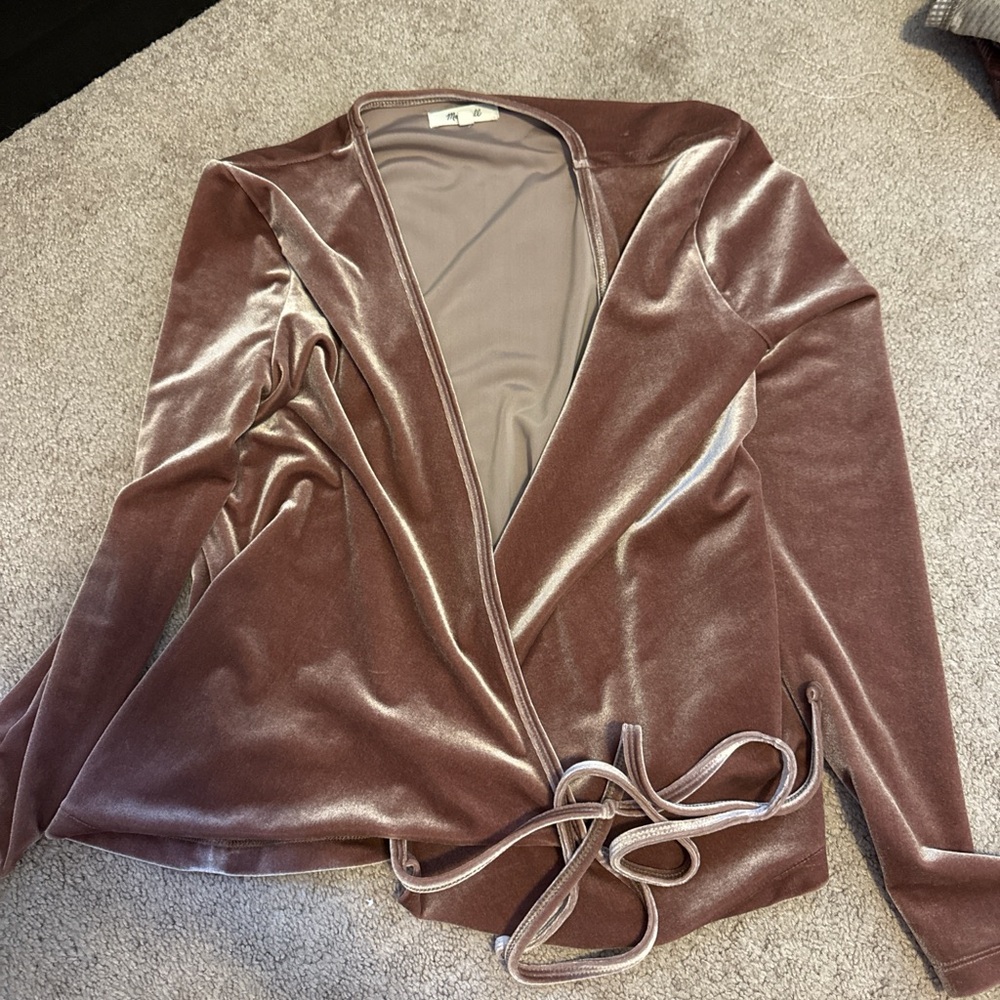 Madewell Velvet Wrap Blazer in Mauve